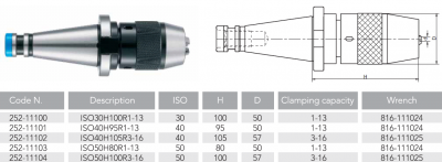 Патрон  сверлильный  с  хв.  7:24-50  1-13мм  ISO50H80R1-13  (KINTEK)